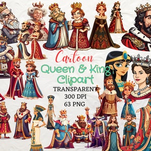 Queen and King Clipart 63 Creative PNG Instant Download Commercial Use Nefertiti Clipart Cartoon Queen Png King Queen Victoria Elizabeth PNG