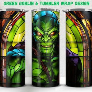 Green Goblin 20oz Skinny Tumbler Sublimation Design Straight & Tapered Tumbler Wrap PNG Tumbler Sublimate Design Super Hero Png Green Goblin