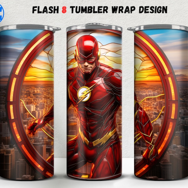 DC Flash 20oz Skinny Tumbler Sublimation Design Straight & Tapered Tumbler Wrap PNG Tumbler Sublimate Design Super Hero Png Flash Png