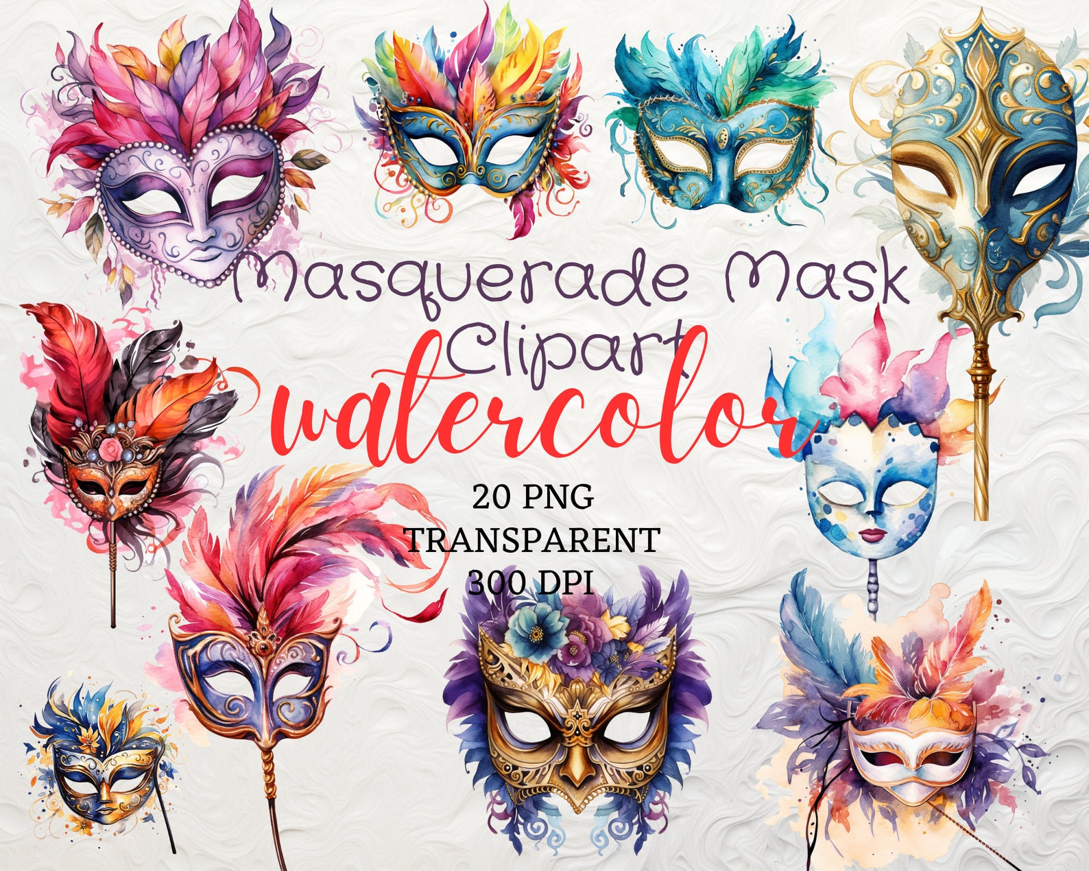 Masquerade Mask Clipart 20 PNG Party Mask Clipart Instant Download ...