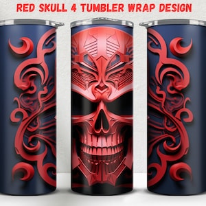 Red Skull 20oz Skinny Tumbler Sublimation Design Straight & Tapered Tumbler Wrap PNG Tumbler Sublimate Design Super Hero Png Red Skull Png