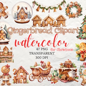Watercolor Christmas Gingerbread Clipart 47 PNG Gingerbread Cookie Instant Download Minimal Christmas Clipart Xmas Clipart Gingerbread Png
