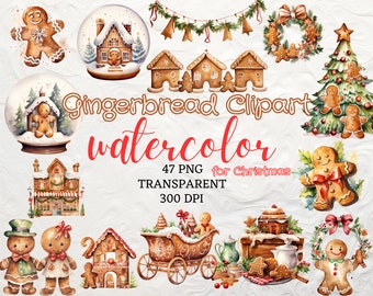 Aquarell Weihnachten Lebkuchen Clipart 47 PNG Lebkuchen Plätzchen Sofort Download Minimal Weihnachten Clipart Xmas Clipart Lebkuchen Png