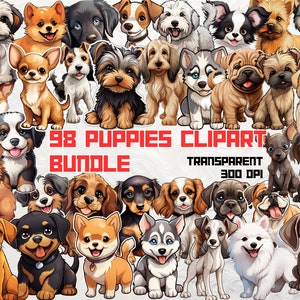 Puppy Clipart Bundle 98 Puppies Clipart Dog Breeds Png Dog Breeds Clipart Bundle Puppy Sublimation Puppy Png Bundle Cute Dog Lover Clipart