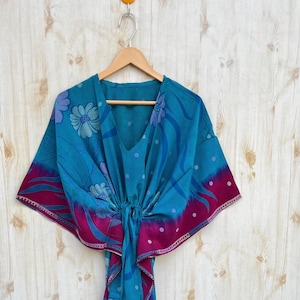 Indian Handmade Silk Kaftan, Silk Loungewear,  Plus Size Kaftan, Maxi dress,  Long Kaftan, Evening Gown, Maternity wear, Floral Kaftan