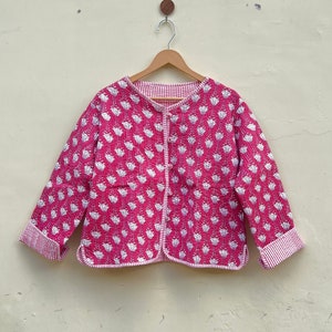 Reversible Cotton Jacket Indian Block Print Coat Winter Wear Quilted Jacket Floral Short Jacket Women Fashion Gifts For Her