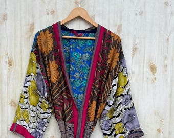 Vestaglia in seta sintetica, kimono lungo floreale, vestaglia in seta per donna, accappatoio di lusso stampato, regalo per sposa o damigella d'onore