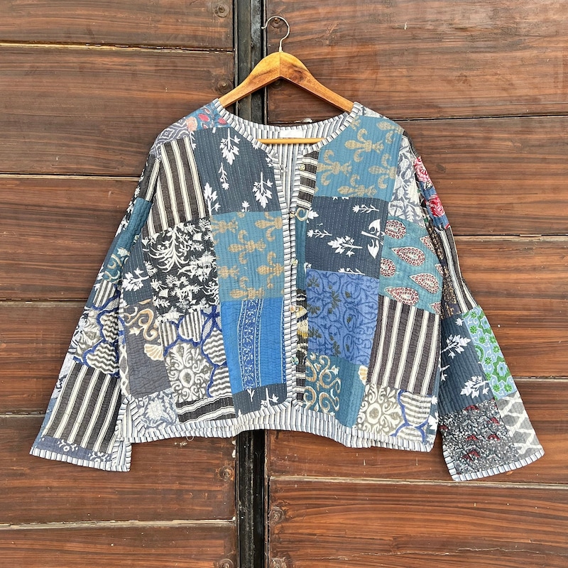 Knitted Patchwork Lapel Jacket main image 0