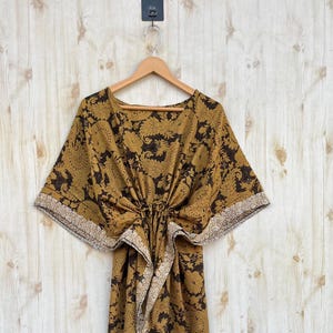 Indian Poly Silk Kaftan, Silk Long Dressing Gown, Summer Silk Kaftan, Vacation Dress, Silk Maxi Dress, Comfortable  Summer Loose Kaftan