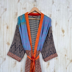 Bohemian Poly Silk Kimono, Luxury Resort Wear Robe, Boho Fashion, Beach Wear Kimono, Bikini Wrap Up, Summer Wear Robe For Women&#39;s Boho Robes