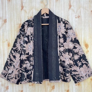 Giacca Kantha, Kimono Kantha fatto a mano, Giacca e cappotto, Giacca corta Boho, Cappotto Kantha indiano fatto a mano
