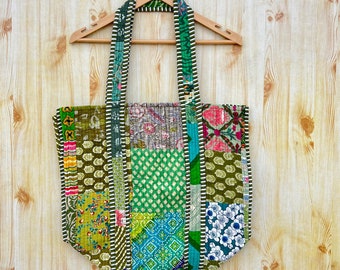 indian handmade patchwork bag,hand stitched quilted market bag,stylish tote bag,handmade shopping bag,Hippie bag,printed shoulder bag.