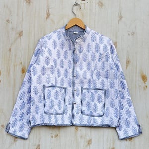 Cotton Women&#39;s Quilted Jacket Block Printed Boho Style Quilted Handmade Jackets, Coat Holidays Gift, Coat New Style, Boho double side wear