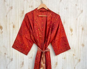 Pure Silk Kimono, Beautiful Robe, Luxury Kimono Robe, Silk Night Dressing Gown, Vintage Kimono, Comfortable Robe....