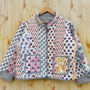Cotton Handmade Jacket Patchwork Vintage Quilted Jacket Coats ,new Style, Boho, Cotton Jacket Short White Leaf Black Stripe Piping - Etsy Cotton Handmade Jacket Patchwork Vintage Quilted Jacket Coats ,new Style, Boho, Cotton Jacket Short White Leaf Black Stripe Piping - Etsy