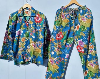 Wunderschöner Baumwollpyjama, indischer Baumwollpyjama, sommerliches Baumwoll-Set, leichter Pyjama, Geschenkidee für Sie