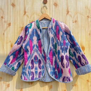 Handcrafted ikat jacket,indian ikat,organic handmade ikat jacket,handmade cotton jacket,robe kaftan jacket,cotton jacket.