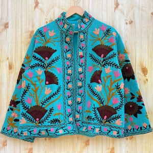 Handmade Suzani Embroidery Jacket Winter Wear Jacket Coat ,Women Coat Suzani Short Suzani Jacket TNT Fabric Suzani Jacket Coat
