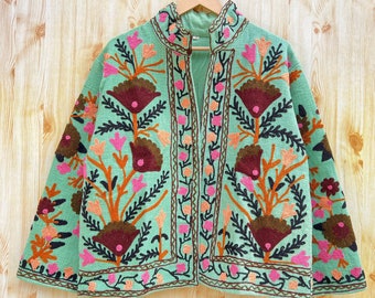 Suzani embroidery women jacket,Kantha Floral Jacket,Kantha Vintage handmade Jackets Coat,Designer kimono jackets for girls,boho bomber gifts