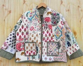 Patchwork Gesteppte Jacken Baumwolle Floral Boho Stil Winter Herbst Jacke Mantel Streetwear Boho Gesteppte Wendejacke Für Sie