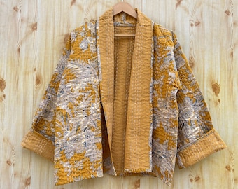 Bata tipo kimono con chaqueta Kantha, chaqueta y abrigo kantha de la mejor calidad, popular ahora, chaqueta corta Kantha, entrega urgente, chaquetas tipo kimono acolchadas.