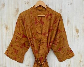 Women Silk Kimono, Pure Silk Robe, Resort Wear Robe, Vintage Sari Robe, Summer Clothing, Hippie Dress, Boho Fashion, Party Wear, Unisex Robe