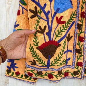 Dark Orange Handmade Suzani Embroidery Jacket, Winter Wear Jacket Coat, Womens Coat, Suzani Short Jacket, TNT Fabric Suzani Jacket, Robe image 10