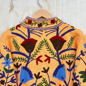 Dark Orange Handmade Suzani Embroidery Jacket, Winter Wear Jacket Coat, Womens Coat, Suzani Short Jacket, TNT Fabric Suzani Jacket, Robe image 7