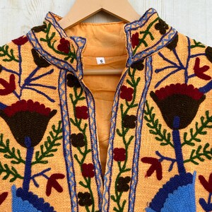 Dark Orange Handmade Suzani Embroidery Jacket, Winter Wear Jacket Coat, Womens Coat, Suzani Short Jacket, TNT Fabric Suzani Jacket, Robe image 5