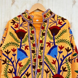 Dark Orange Handmade Suzani Embroidery Jacket, Winter Wear Jacket Coat, Womens Coat, Suzani Short Jacket, TNT Fabric Suzani Jacket, Robe image 2