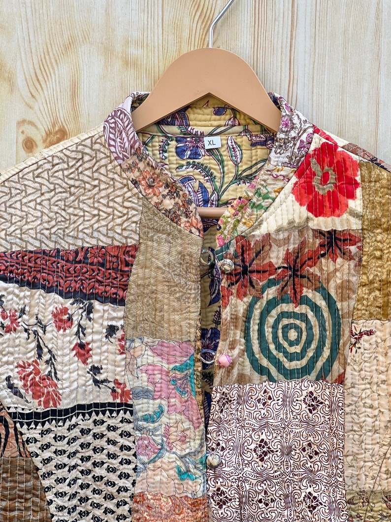 Patchwork Cotton Quilted Jacket Bohemian Winter Wear Coat Reversible ...