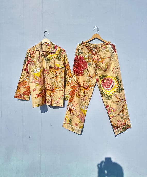 Indian 100% pure cotton pyjamas, Womens Cotton Pyjamas, Sleepwear Pajama Set, Unique Printed Pyjama Set, Block Print pj set, Soft Cotton Pjs