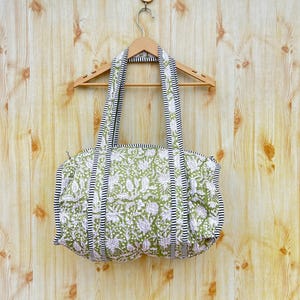 Baumwoll-Seesack Block-Print gesteppter Beutel Vintage Baumwolltasche Baumwolltasche Reißverschlusstasche Reisetasche Einkaufstasche Handelstasche Turnbeutel Boho-Tasche