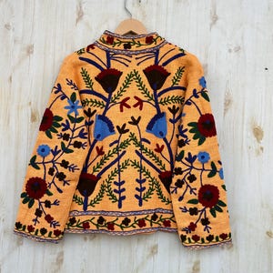 Dark Orange Handmade Suzani Embroidery Jacket, Winter Wear Jacket Coat, Womens Coat, Suzani Short Jacket, TNT Fabric Suzani Jacket, Robe image 6