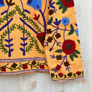 Dark Orange Handmade Suzani Embroidery Jacket, Winter Wear Jacket Coat, Womens Coat, Suzani Short Jacket, TNT Fabric Suzani Jacket, Robe image 8