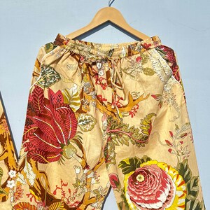 Indiase pyjama van 100% puur katoen, katoenen damespyjama, pyjamaset nachtkleding, unieke pyjama met print, pyjamaset met blokprint, zachte katoenen pyjama afbeelding 8