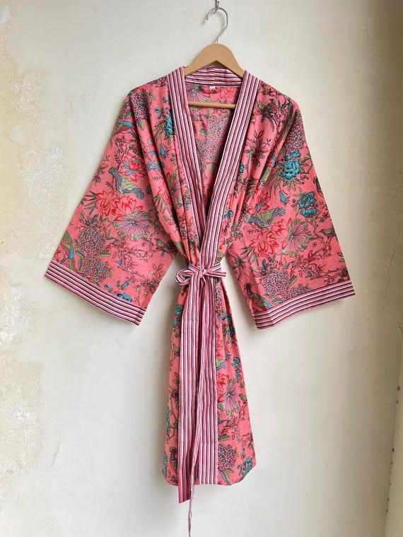 100% Cotton Kimono Robe Dress, Bestseller, Kimono Robe Cotton Robe, Popular now, Cotton kimono robe,Kimono's Bird Print Kimono, Gift For Her