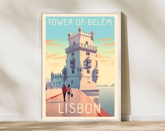 Tower of Belém Konsttryck | Lissabon reseaffisch | Portugal souvenir