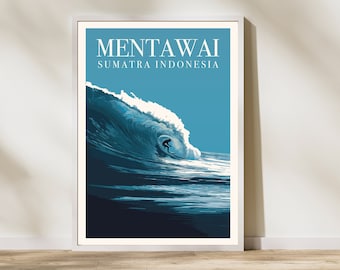 Surfprint van Mentawai | Illustratie van Indonesische golven (digitale print of download)
