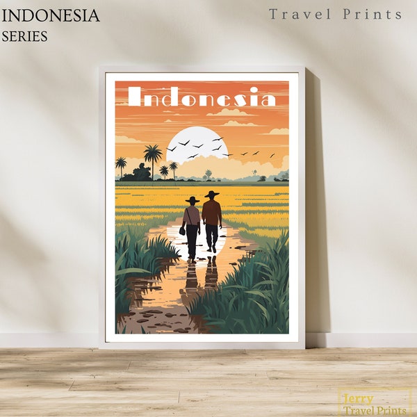 Indonesien Vintage Reise Poster | Indonesien Reise Poster | Indonesien Illustration | Indonesien Reise Poster | Java Wandkunst | Wohndekor