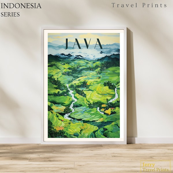 Java Vintage Travel Poster | Indonesia Travel Print | Indonesia Illustration | Java Travel Print | Java Wall Art | Home Decor | Travel Gift