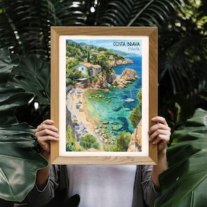 Costa Brava Print | Retro Poster | Landscape Illustration | Costa Brava Spain Beach Wall Art | Travel Gift