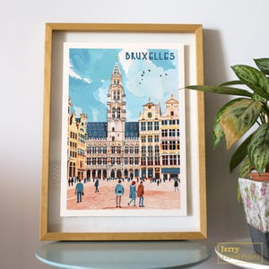 Poster de voyage à Bruxelles | Impression d'art de Bruxelles | Bruxelles Belgique | Art mural Grand-Place | Souvenir de Belgique | Cadeau Bruxelles