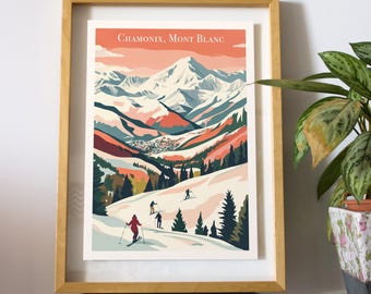 Chamonix Mont Blanc Print: French Alps Travel Poster (Digital File & Physical Print)