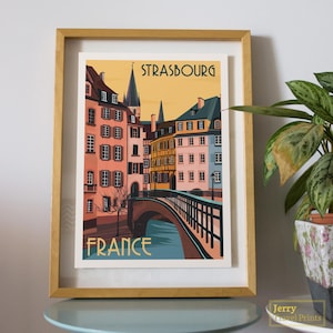 Strasbourg Poster | Alsace Wall Art | France Print | Grand Île Illustration | Vintage Travel Print | Travelers Gift
