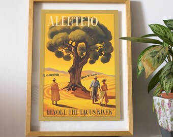 Alentejo Travel Poster | Portugal Illustration | Portuguese Wall Art | Vintage Home Decor | Travel Gift for Her