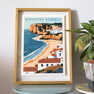 Albufeira Travel Poster | Algarve Print | Portugal Wall Art | Portuguese Gift | Albufeira Coast | Seaside Town
