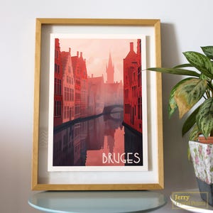 Bruges Travel Poster | Brugge Poster | Belgium Poster | Retro Travel Posters | Medieval Bruges Art Print