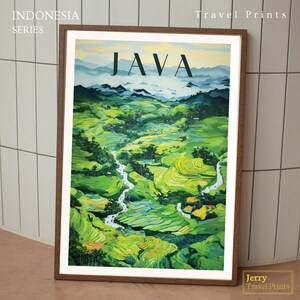 Java reisposter, een Indonesische print met rijstvelden op extra zwaar papier.