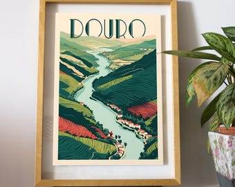 Douro Travel Poster | Portugal Digital Print | Porto Illustration | Douro River Wall Art | Home Decor | Travel Gift for Her